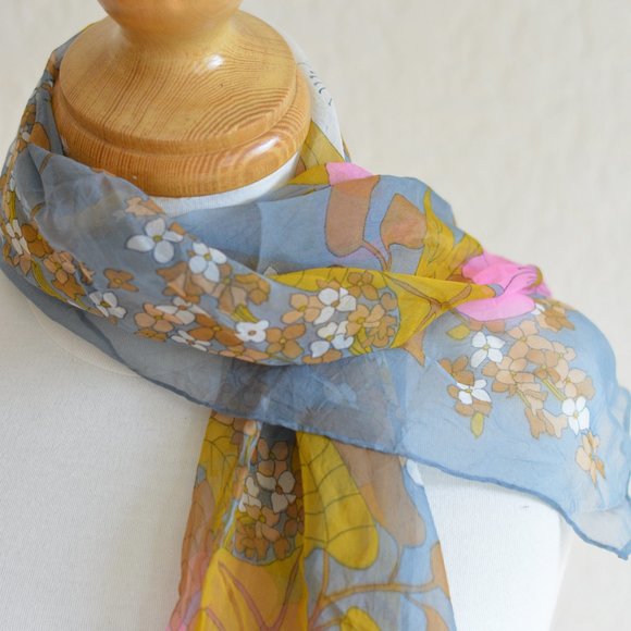 Vintage Sheer Floral Scarf - Picture 5 of 6